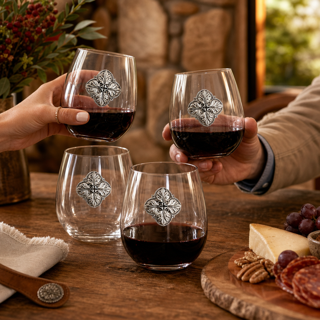 Concho Stemless Wine Glasses - Set of 4  