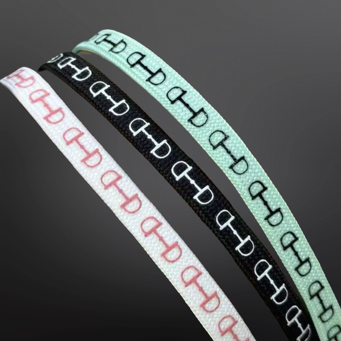 Western Equestrian Snaffle Bit Print Shoelaces 45”: White w/ Pink Print - Equine Exchange Tack Shop