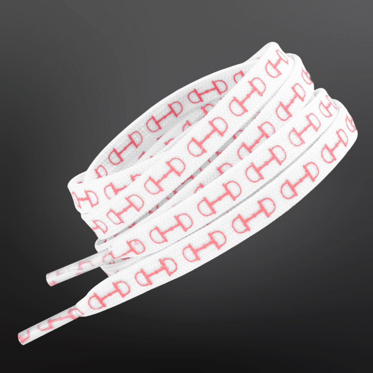 Western Equestrian Snaffle Bit Print Shoelaces 45”: White w/ Pink Print - Equine Exchange Tack Shop