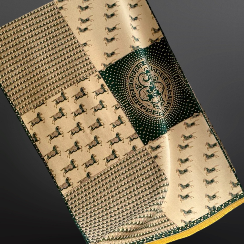 Prancing Pony Equestrian Horse Print Scarf: Orange/Black - Equine Exchange Tack Shop