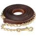 Tough1 10' Leather Lead w/ 30" Brass Plated Chain - Equine Exchange Tack Shop
