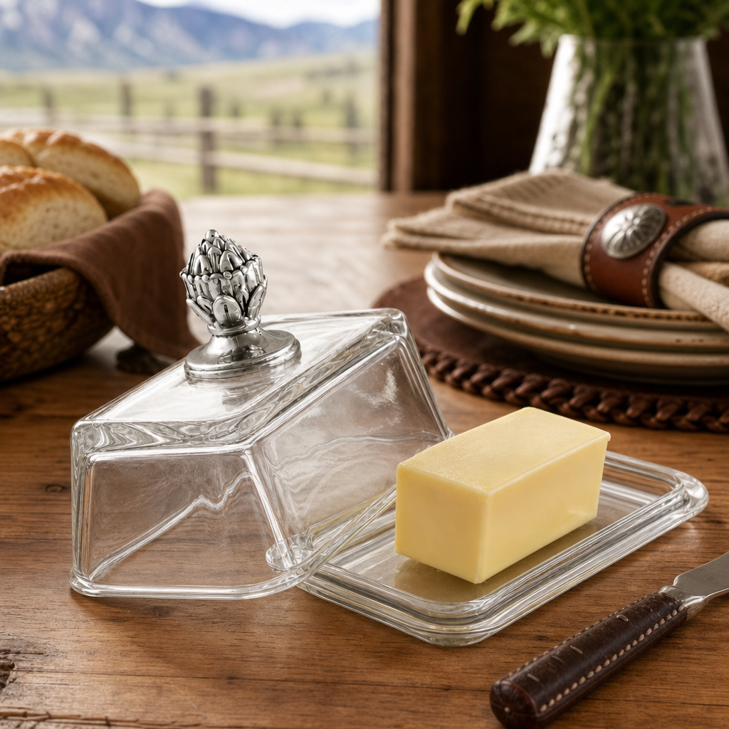 Glass Butter Dish - Concho  