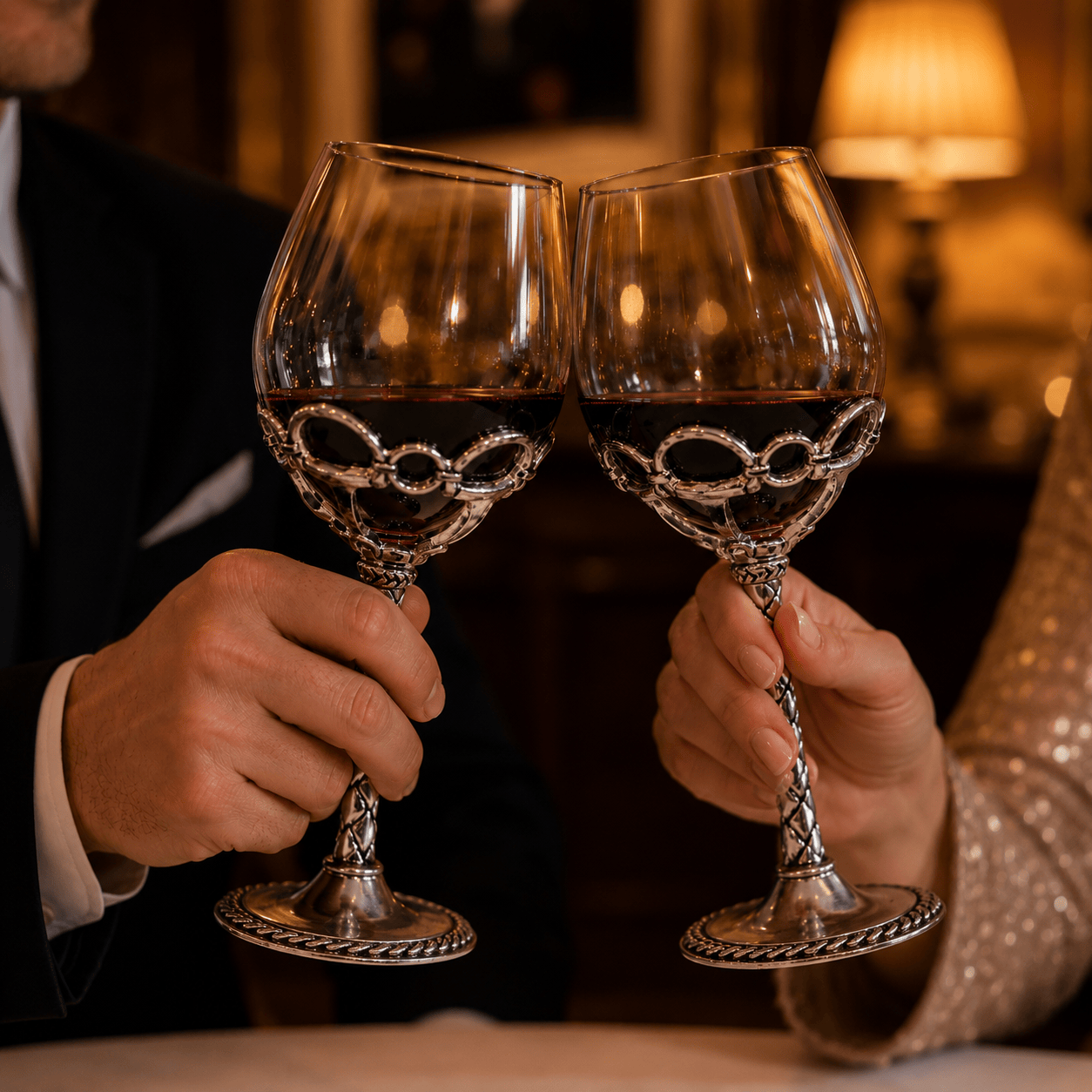 Equestrian Pair of Wine Glasses  