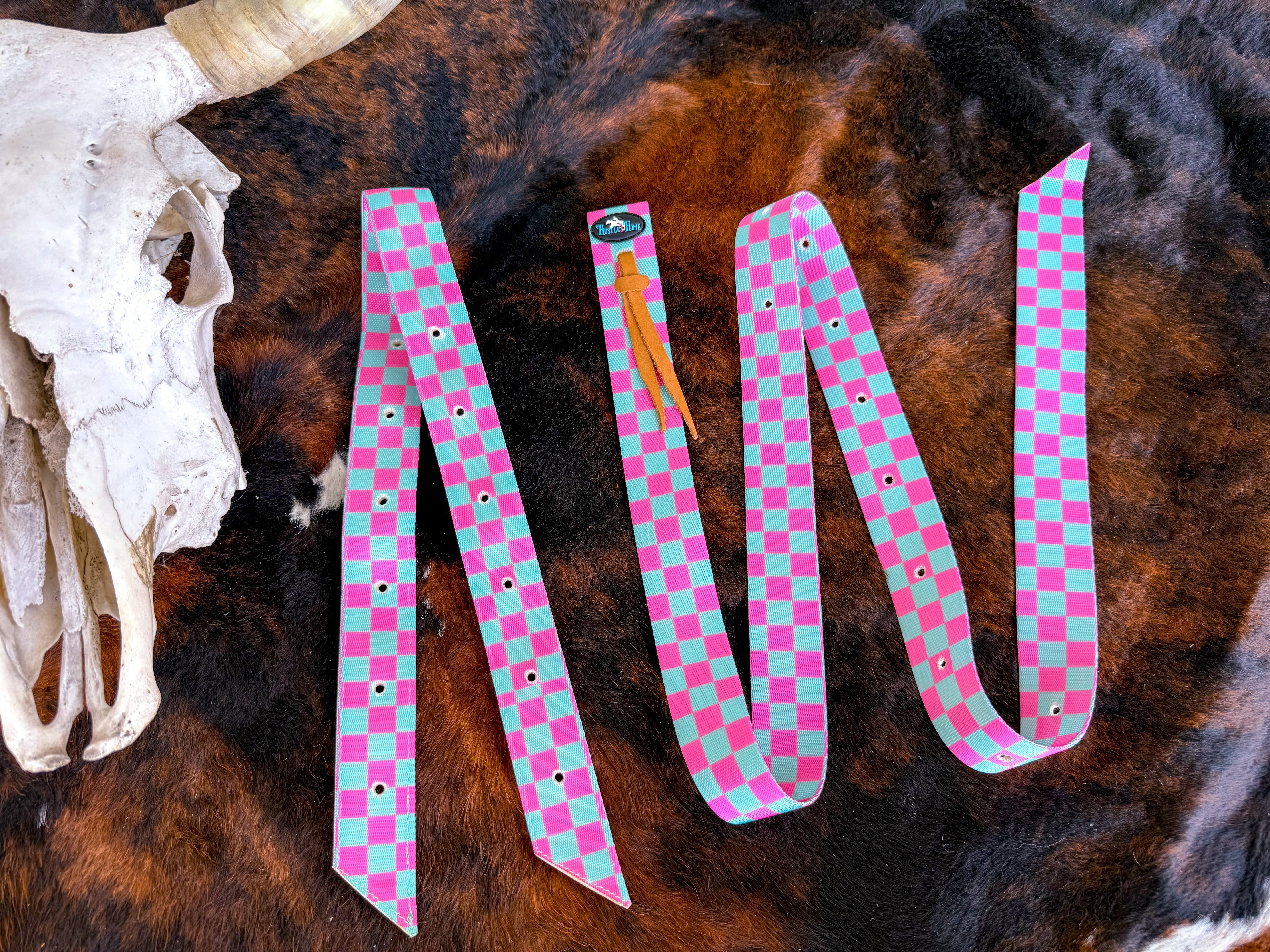 Checks Out (Pink/Turquoise) Cinch Strap Set - Equine Exchange Tack Shop