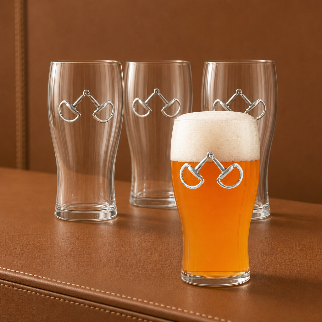 Equestrian Bit Beer Pint Glasses - Set of 4  