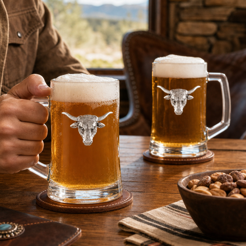 Longhorn Beer Mugs - Set of 2  