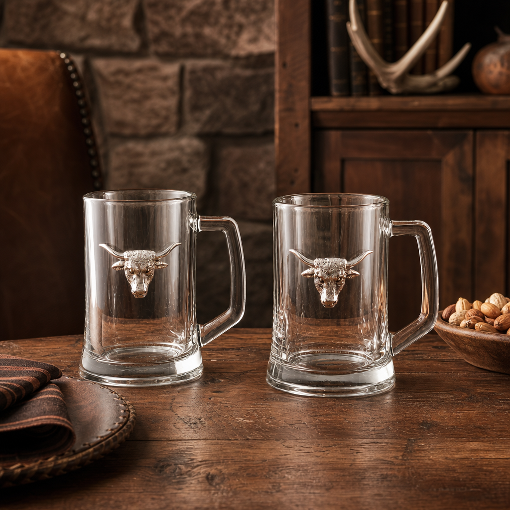 Longhorn Beer Mugs - Set of 2  