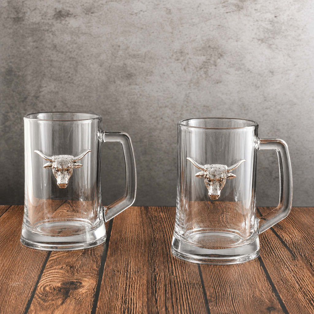Longhorn Beer Mugs - Set of 2  