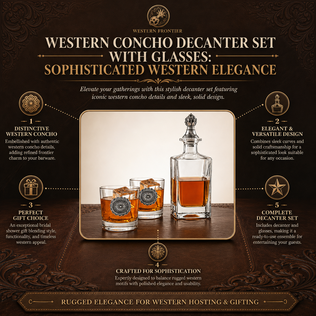 Western Concho Decanter Set with Glasses  