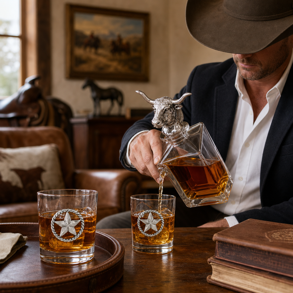 Longhorn Decanter Set with Pair of Glasses  