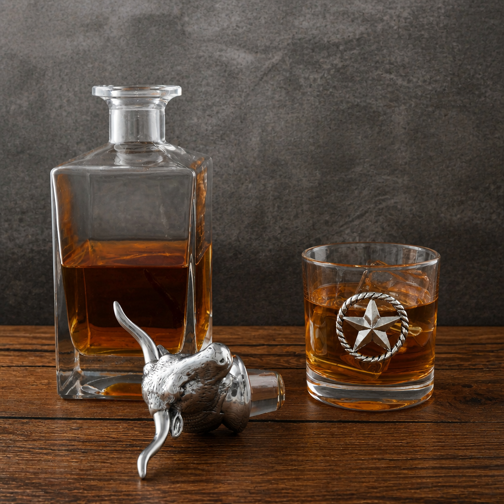 Longhorn Decanter Set with Pair of Glasses  