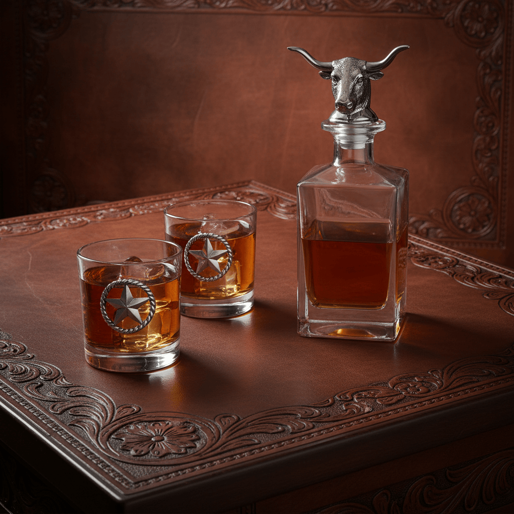 Longhorn Decanter Set with Pair of Glasses  