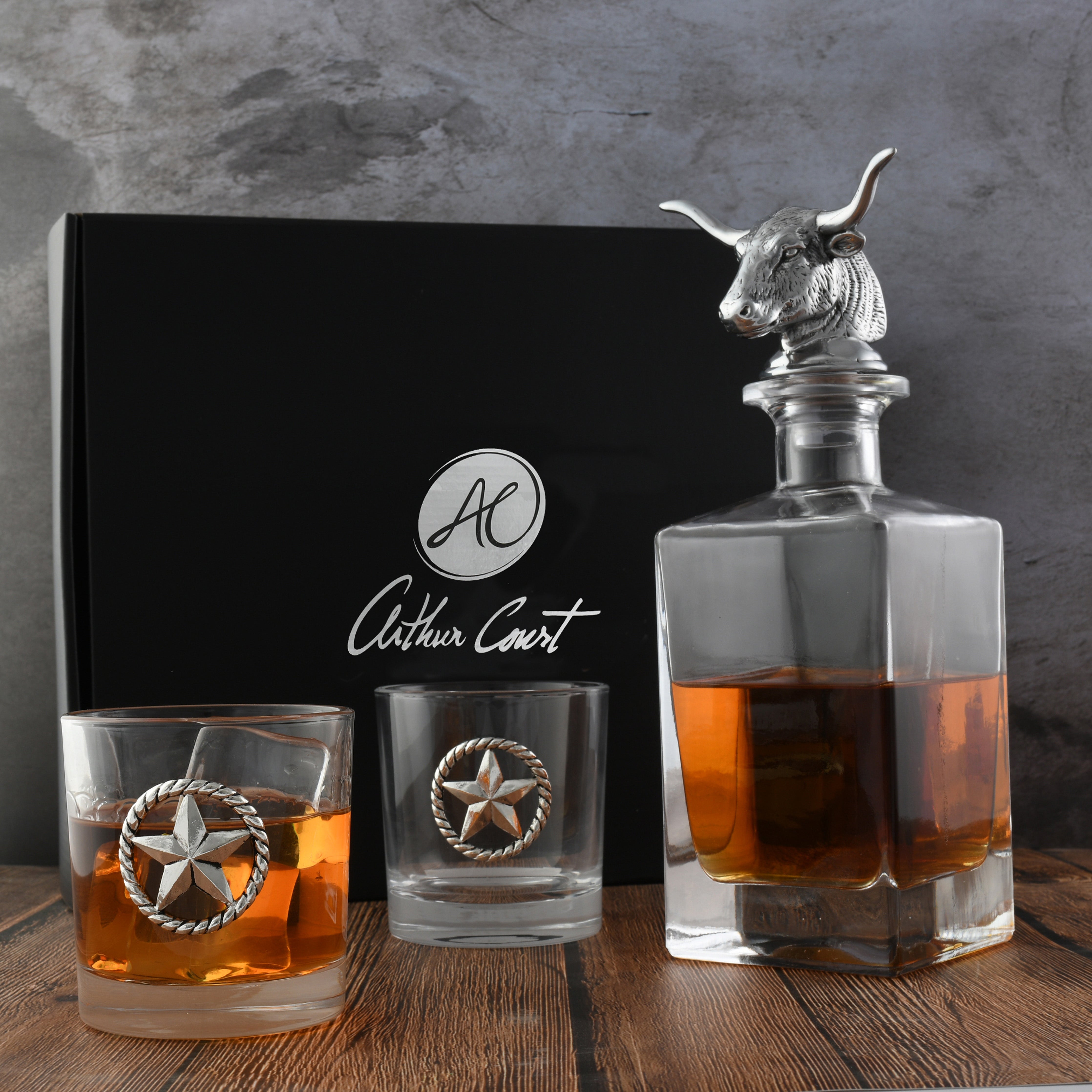 Longhorn Decanter Set with Pair of Glasses  
