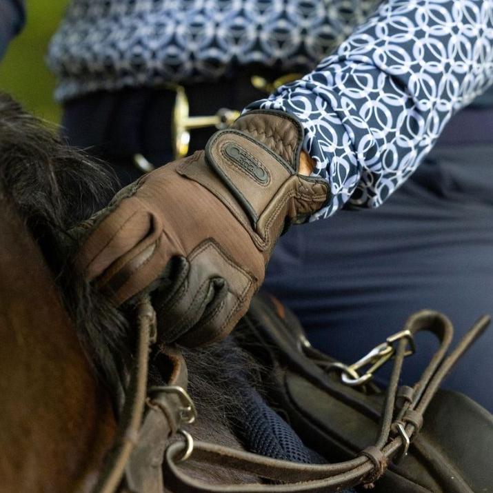 Tackified Copper Tech™️ Leather Premium Riding Glove in Brown - Equine Exchange Tack Shop