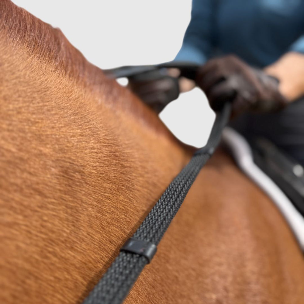 Sure Grip Rubber Reins with 4" Rein Stops-Superb Slim Rubber Woven Grip - Equine Exchange Tack Shop