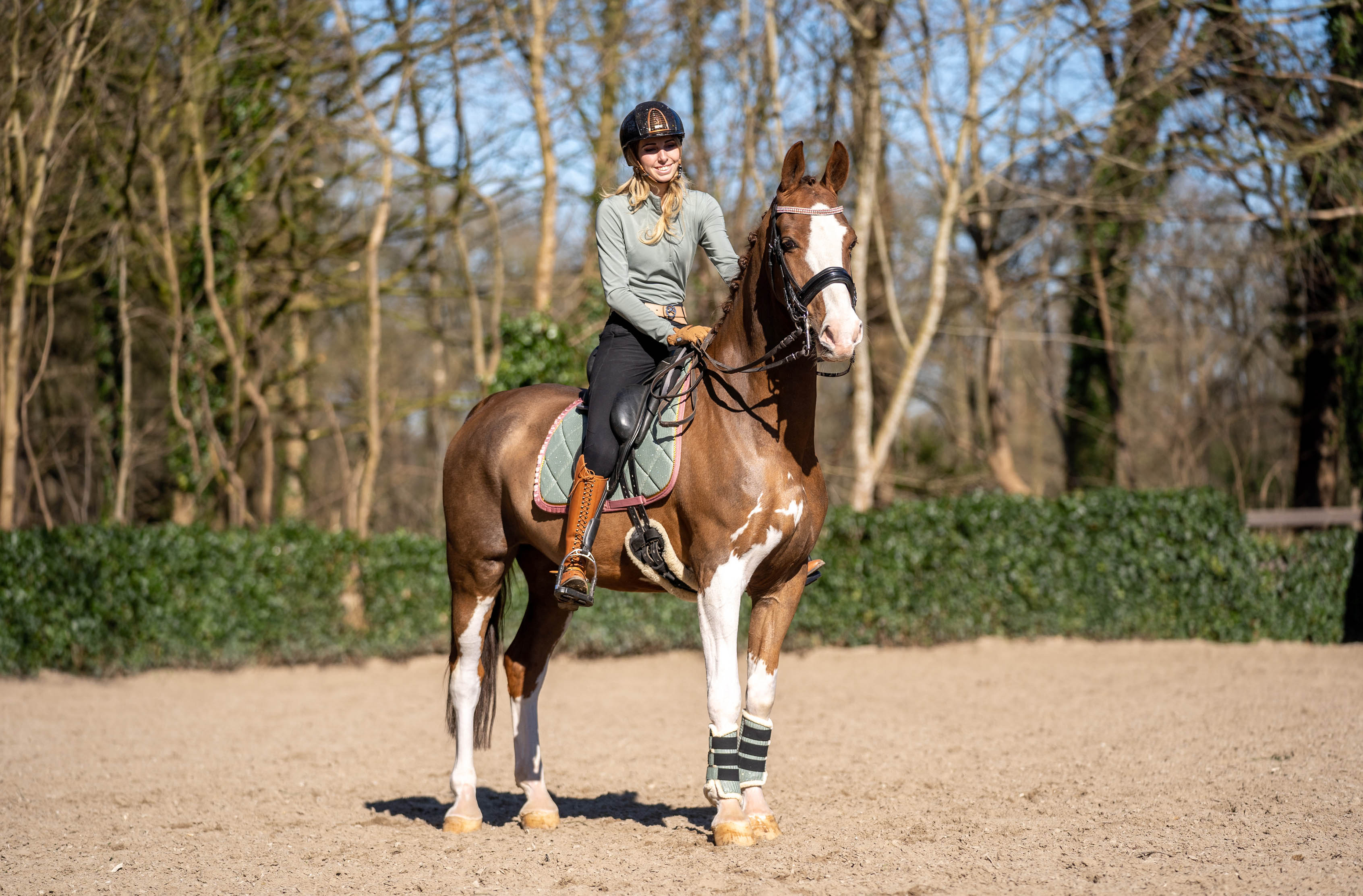 Teaparty Green Saddle Pad Set (Limited Edition) - Equine Exchange Tack Shop