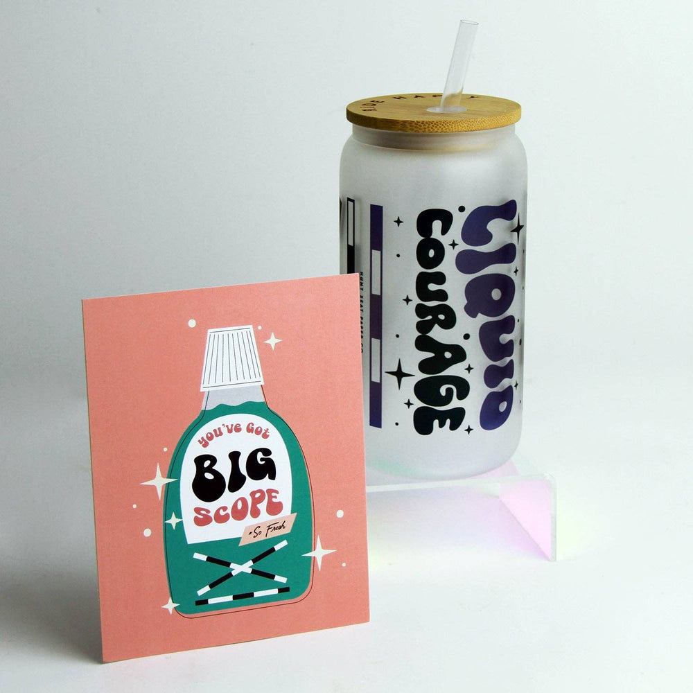 Liquid Courage Glass Tumbler with Bamboo Lid and Straw - Equine Exchange Tack Shop