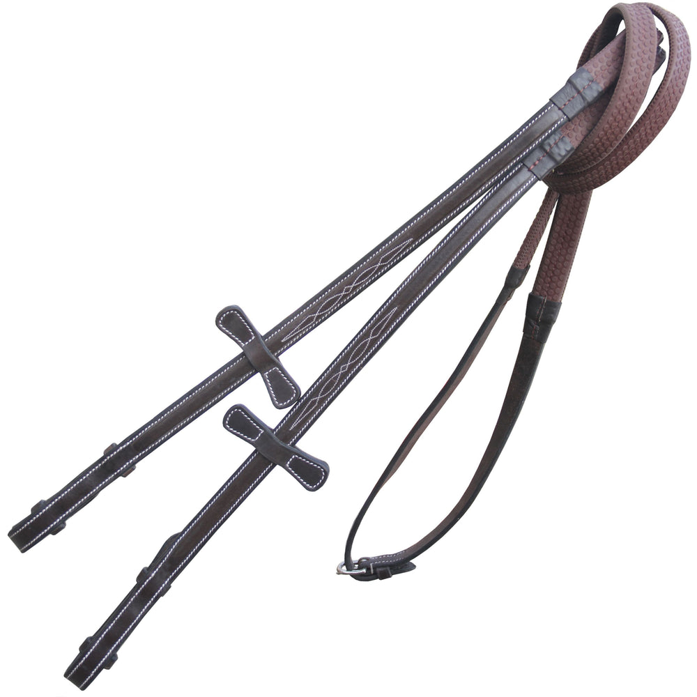ExionPro Rubber Reins with Fancy Stitching - Equine Exchange Tack Shop