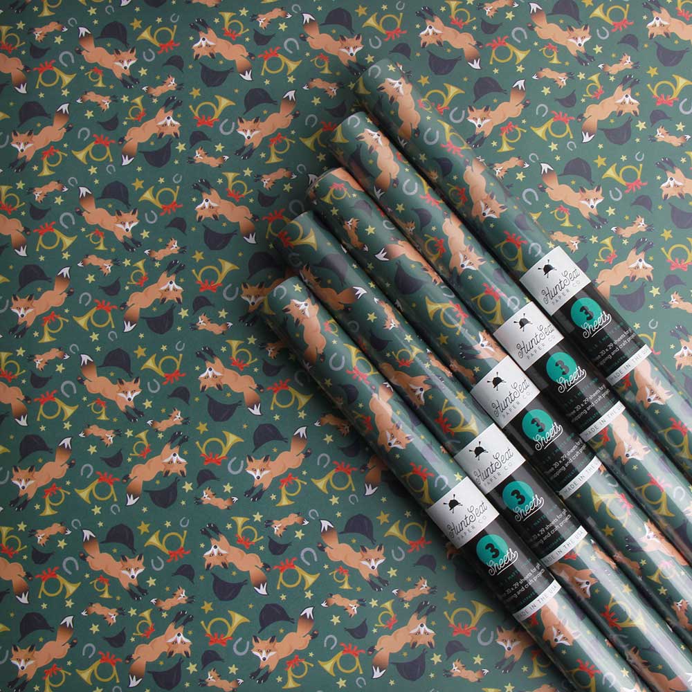 Holiday Fox - Equestrian Horse Gift Wrapping Paper - Equine Exchange Tack Shop