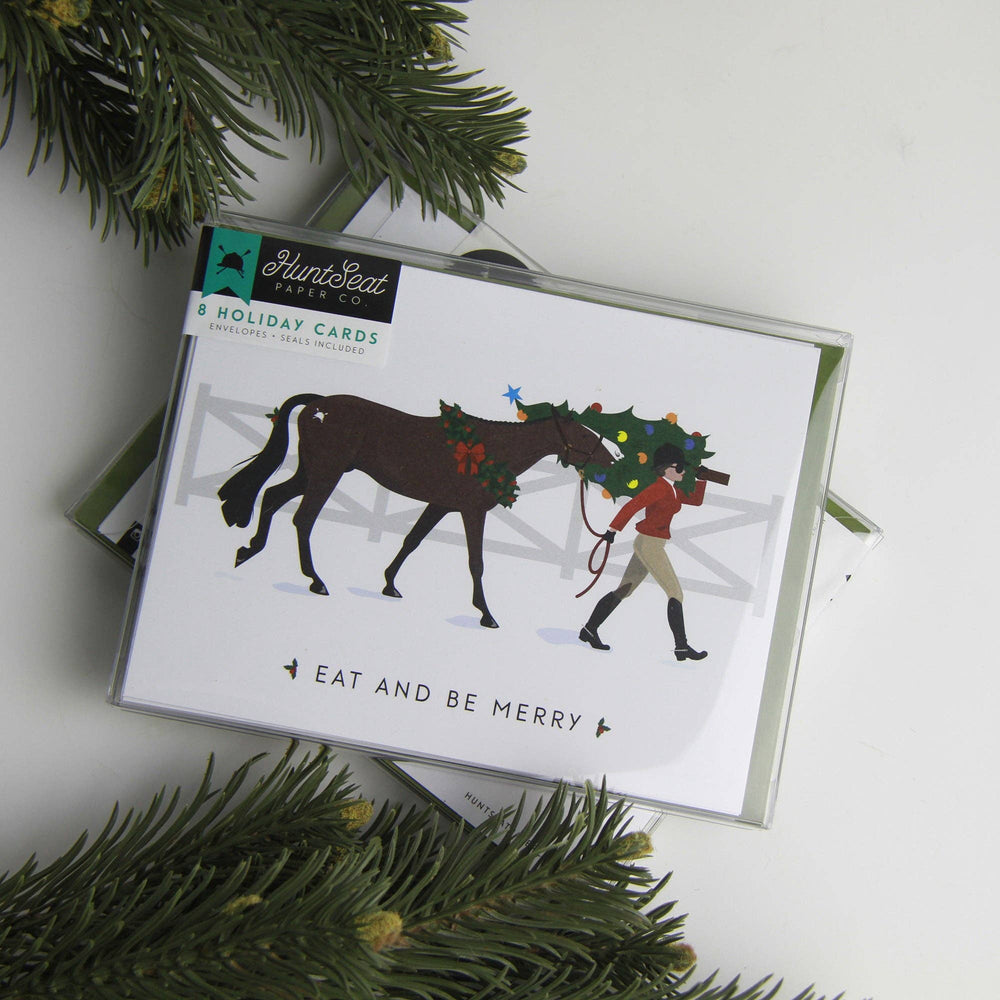 Eat + Be Merry English Equestrian Christmas Card - Equine Exchange Tack Shop