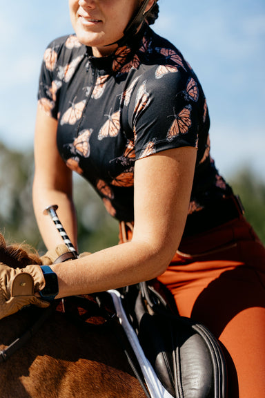D. D. "Prints with Purpose" Short Sleeved Training Shirt - MONARCH BUTTERFLY CONSERVATION - Equine Exchange Tack Shop
