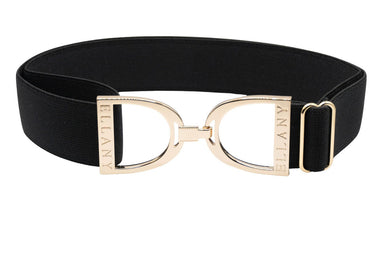 1.5" Elastic Belt Black w/Gold Stirrup - Equine Exchange Tack Shop