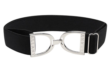 1.5" Elastic Belt - Black w/Silver Stirrup - Equine Exchange Tack Shop
