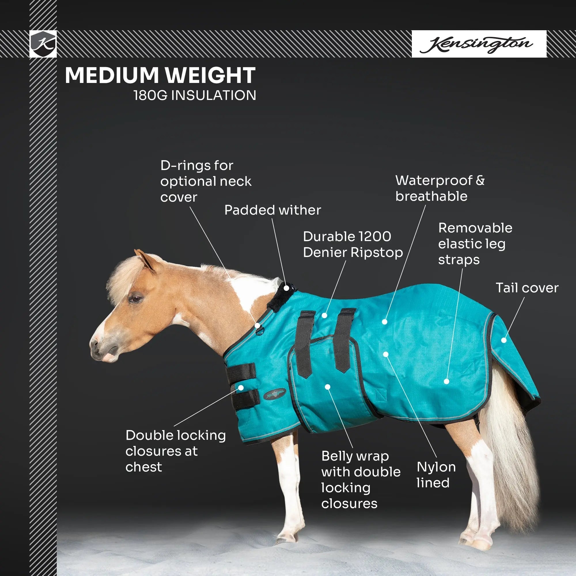 1200D 180G Medium Weight Waterproof & Breathable Mini Winter Turnout Blanket - Equine Exchange Tack Shop