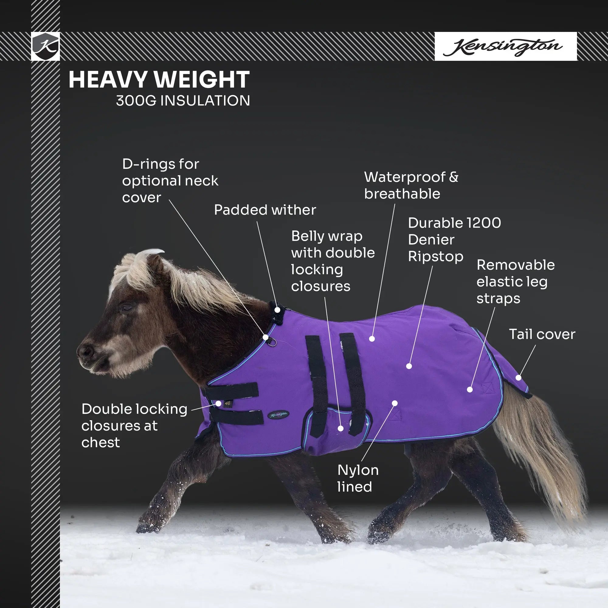 1200D 300G Heavy Weight Waterproof & Breathable Winter Mini Turnout Blanket - Equine Exchange Tack Shop