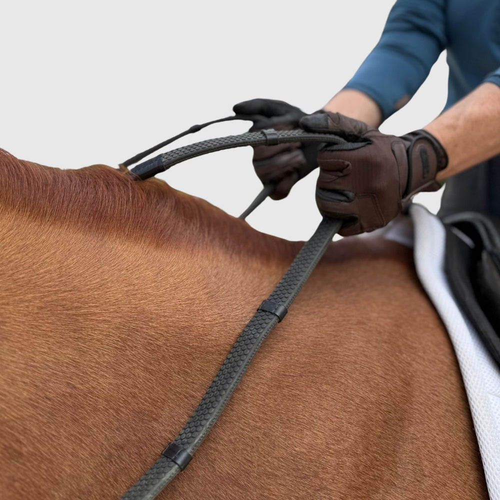 Super Grip Reins -Heavy Rubber Rein for Ultimate Grip- Hand Stops 5" (13cm) Apart - Equine Exchange Tack Shop