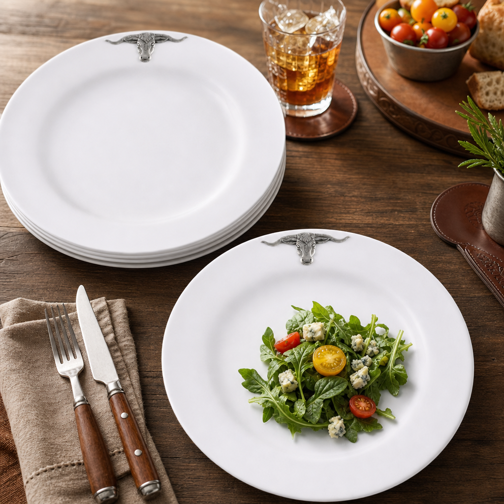 Longhorn Melamine Lunch Plates - Set of 4