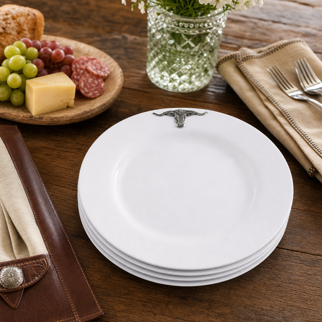 Longhorn Melamine Lunch Plates - Set of 4
