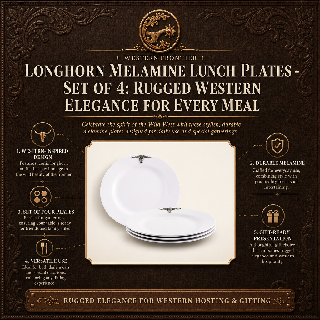 Longhorn Melamine Lunch Plates - Set of 4