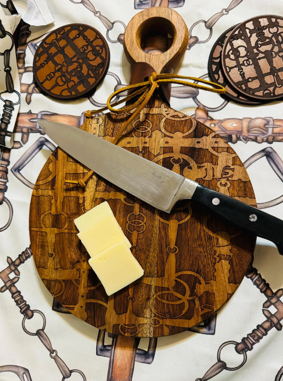 Round Snaffle Bit Engraved Charcuterie Board - Equine Exchange Tack Shop