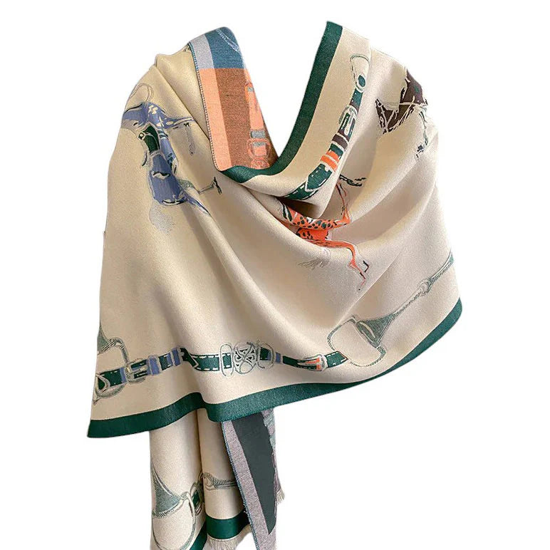 Hunt Horses Acrylic Cashmere Scarf - Equine Exchange Tack Shop