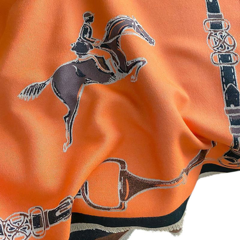 Hunt Horses Acrylic Cashmere Scarf - Equine Exchange Tack Shop