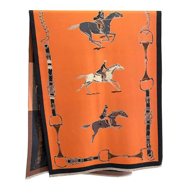Hunt Horses Acrylic Cashmere Scarf - Equine Exchange Tack Shop