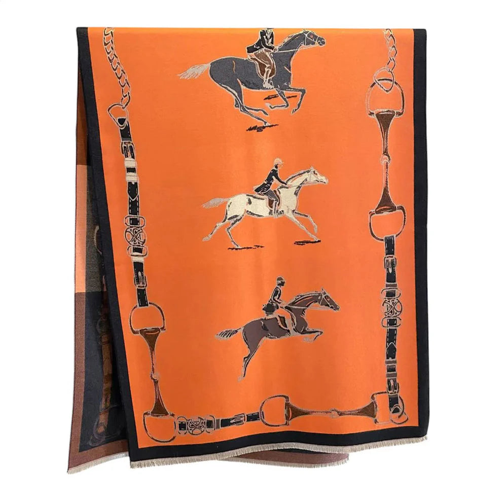 Hunt Horses Acrylic Cashmere Scarf - Equine Exchange Tack Shop