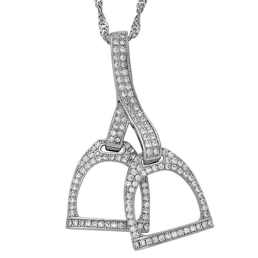 Rhodium Double Stirrup Necklace