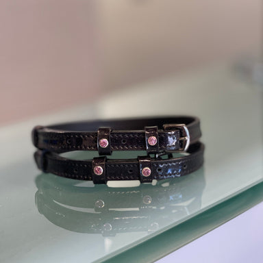 Valentina Black Sparkle Patent Leather Spur Straps - Equine Exchange Tack Shop