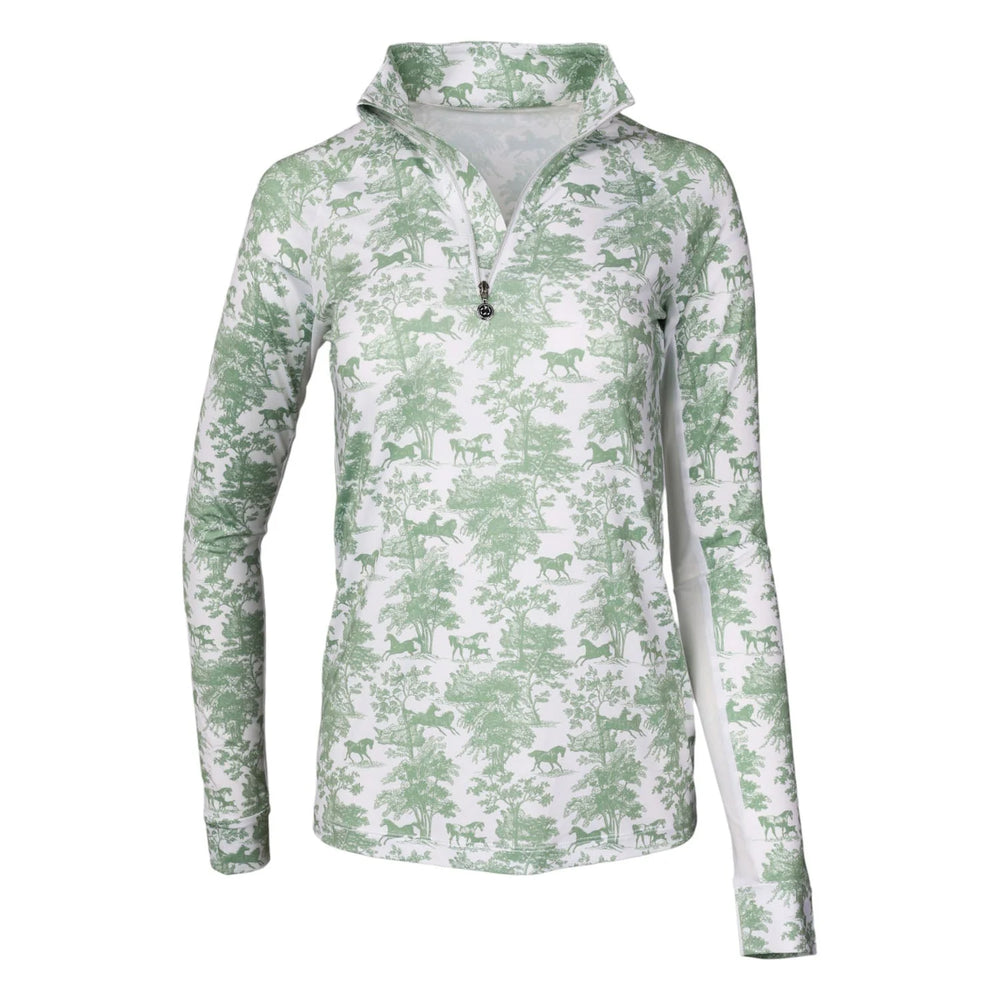 Equestrian Toile 1/4 Zip Long Sleeve Top - Equine Exchange Tack Shop