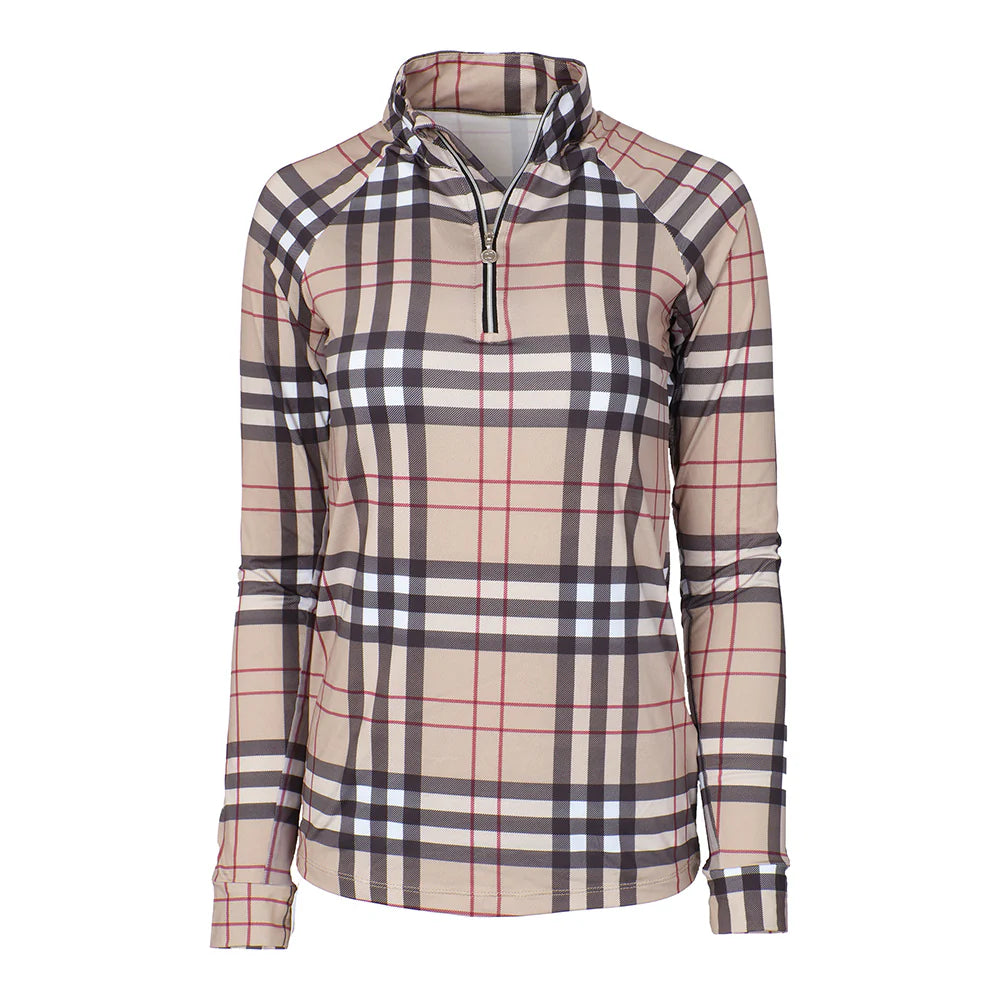 Holiday Tan Plaid 1/4 Zip Shirt