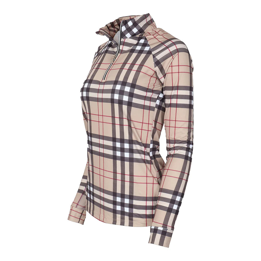 Holiday Tan Plaid 1/4 Zip Shirt