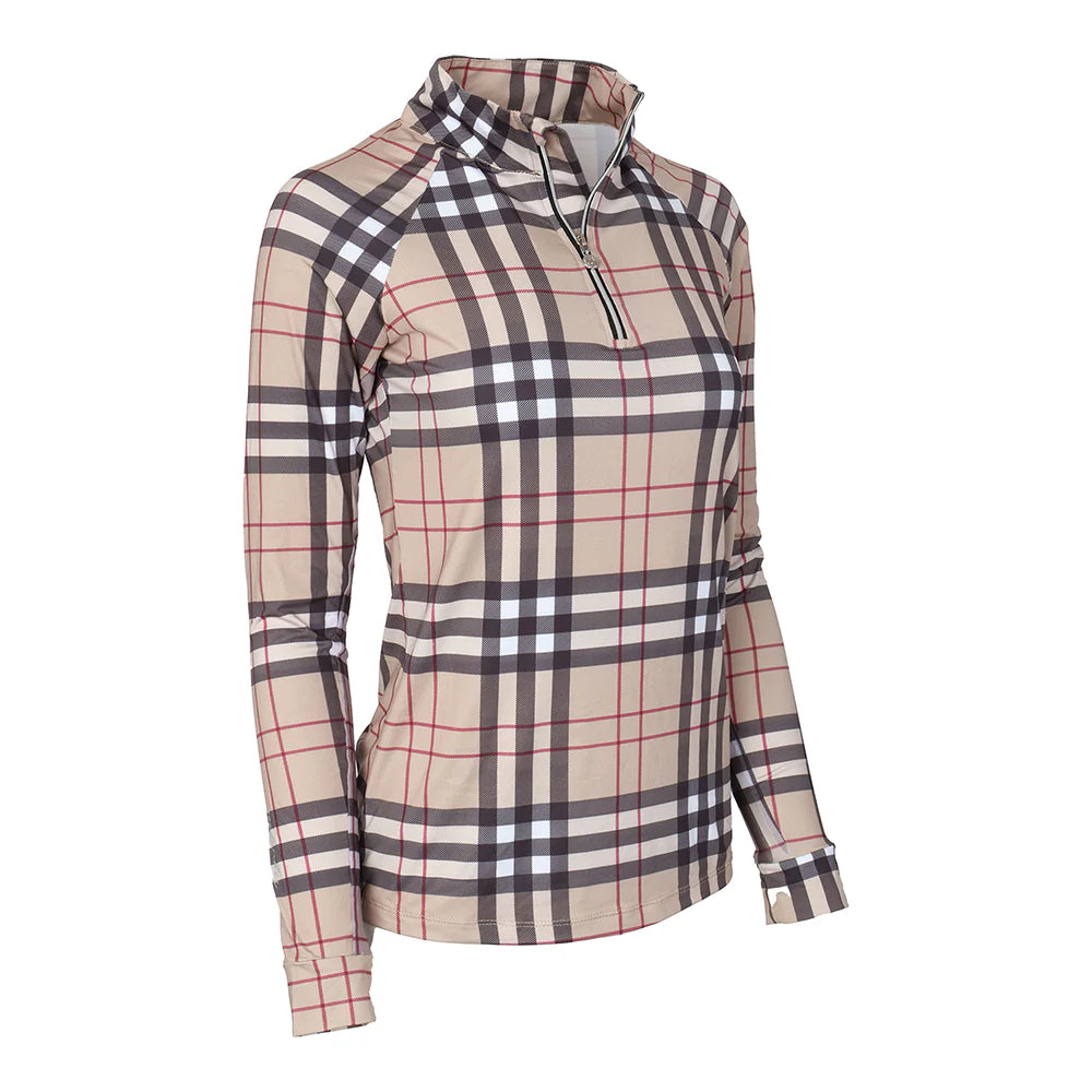 Holiday Tan Plaid 1/4 Zip Shirt
