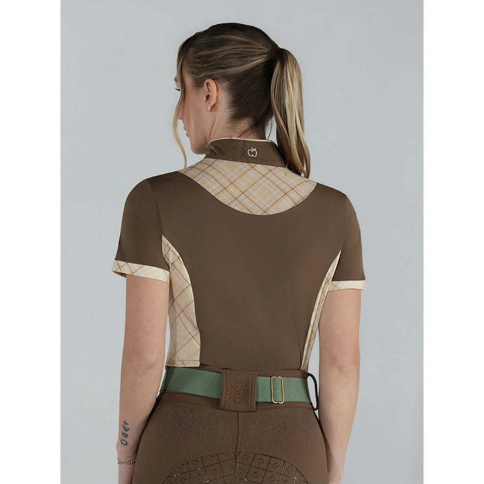 Grace Short Sleeve 1/4 Zip Shirt - Spring Plaid Chestnut