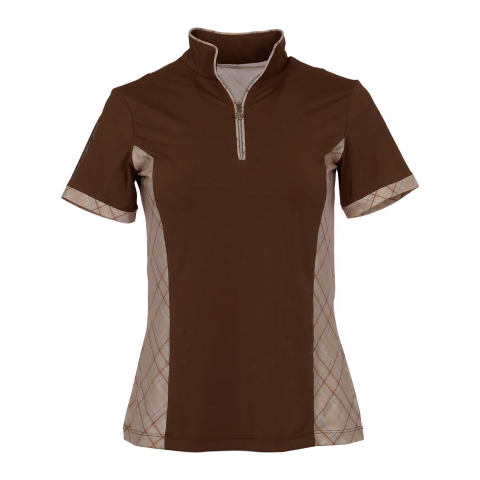 Grace Short Sleeve 1/4 Zip Shirt - Spring Plaid Chestnut