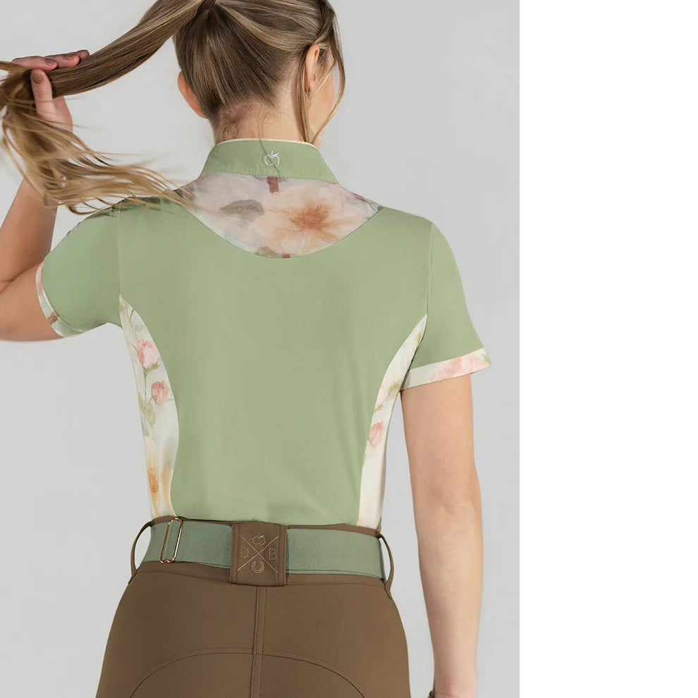 Grace Short Sleeve 1/4 Zip Shirt - Vintage Floral Sage