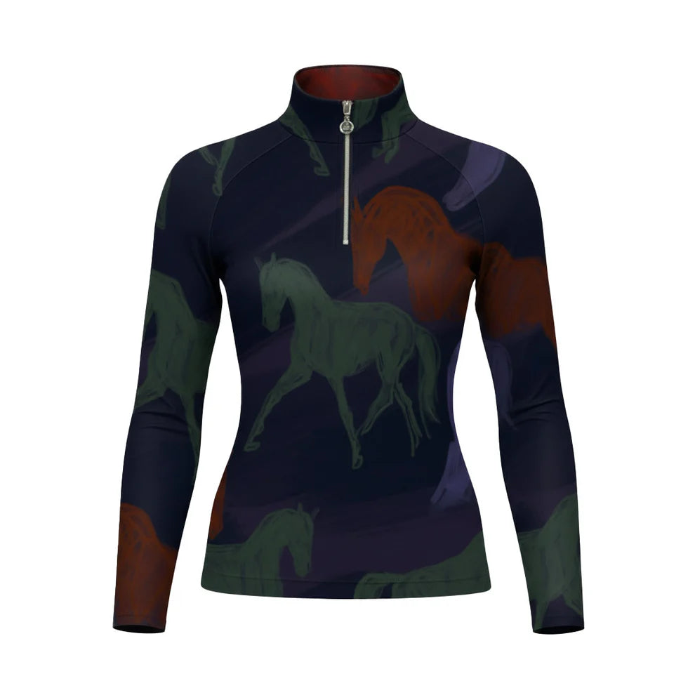 DappleBay Abstract Horses 1/4 Zip Shirt