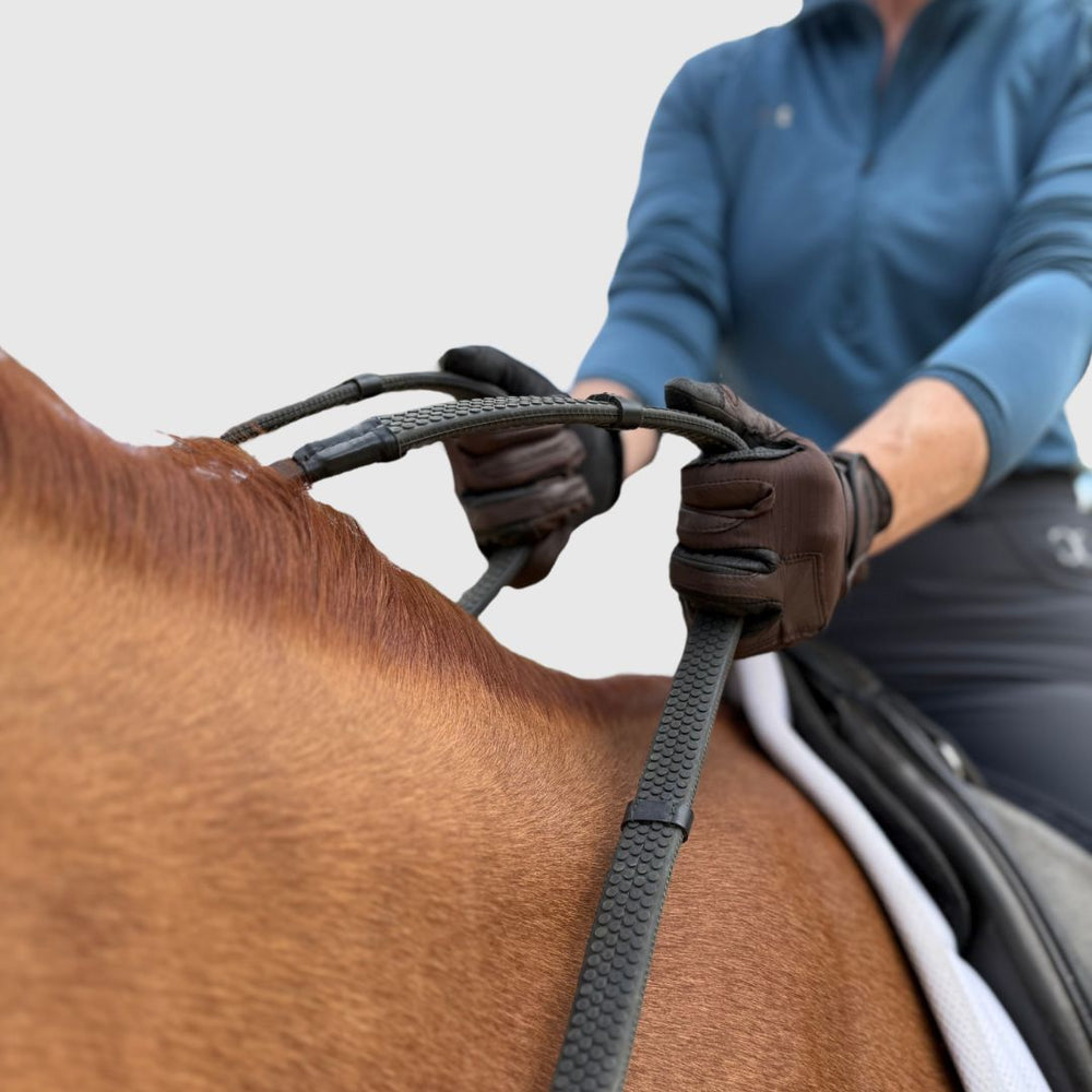 Super Grip Reins -Heavy Rubber Rein for Ultimate Grip- Hand Stops 5" (13cm) Apart - Equine Exchange Tack Shop