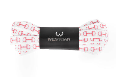Western Equestrian Snaffle Bit Print Shoelaces 45”: White w/ Pink Print - Equine Exchange Tack Shop